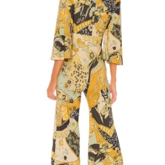 Free People Night Fever Yellow Wide-Leg Jumpsuit NWT - Picture 5 of 10